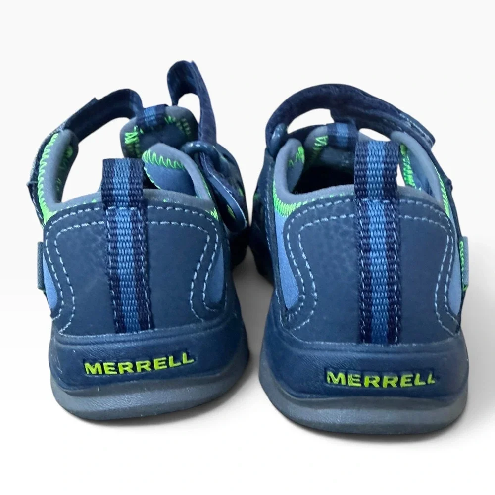 Merrell Hydro Hiker Sandal Boys 12M Navy Blue Lime Green Water Shoe MC53375